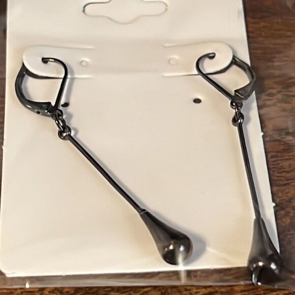 Bundle Sale 3 for $15 | Dark Metal Hanging (2.25” in) Teardrop Earrings - Picture 9 of 10